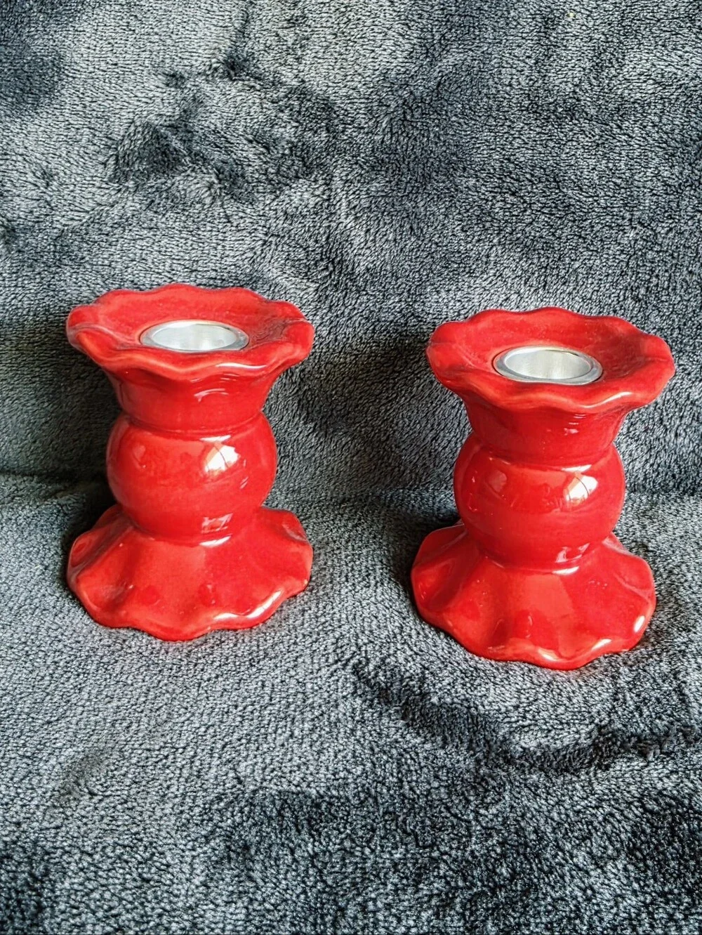 Bundle of 2 new red Taper Candle Holder 3.25
